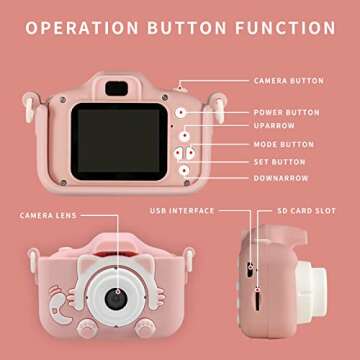 Snowall Cat Gift Camera for Girls,Preschool Digital Camera,Kids Camera for 3-8 Years Old Kids Boys Girls,Christmas Birthday Gifts with 32GB SD Card（Pink Cat）