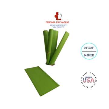 Oasis Green Tissue Paper Squares, Bulk 24 Sheets, Premium Gift Wrap and Art Supplies for Birthdays, Holidays, or Presents by Feronia packaging, Large 20 Inch x 26 Inch