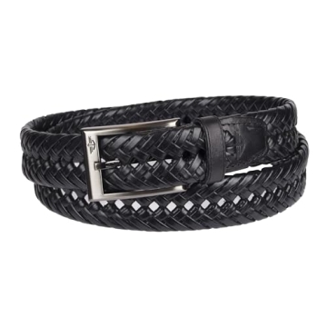 Dockers Men's Leather Braided Belt Adjustable Stylish