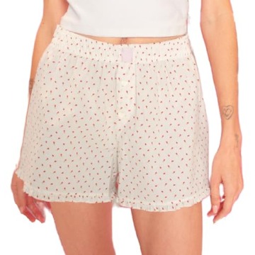 KMBANGI Y2K Cute Pajama Shorts - Floral Print & Elastic Fit for Women
