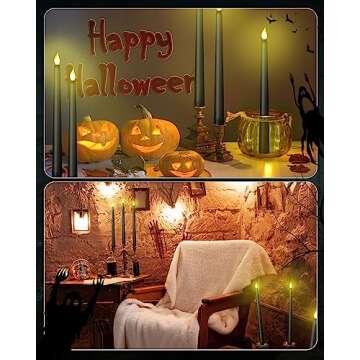 Funtery 48 Pcs Flameless LED Taper Candles 11 Inch Battery Operated Flickering Candles Bulk for Christmas Church Wedding Party(Black)