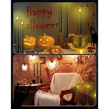 Funtery 48 Pcs Flameless LED Taper Candles 11 Inch Battery Operated Flickering Candles Bulk for Christmas Church Wedding Party(Black)