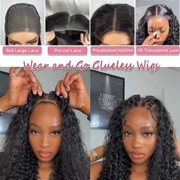 Smilegirl Glueless Curly Bob Wigs Human Hair Pre Plucked Pre Cut 5x5 HD Lace Closure Human Hair Wigs...