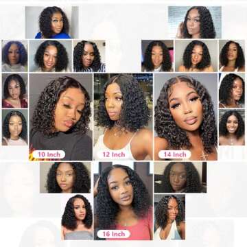 Smilegirl Glueless Curly Bob Wigs Human Hair Pre Plucked Pre Cut 5x5 HD Lace Closure Human Hair Wigs for Black Women Deep Wave Lace Front Wigs Wear and Go Glueless Wig Precut Lace
