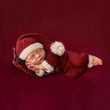 Coberllus Newborn Monthly Baby Photo Props Outfits with Christmas Hat and Bodysuits