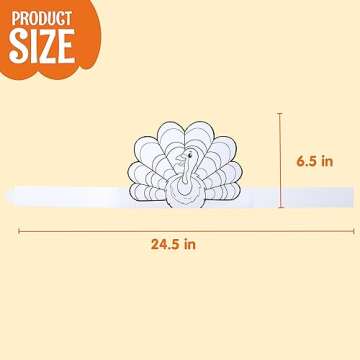 JOYIN 24 Pcs Thanksgiving Coloring Headbands, Thanksgiving Color Your Own Turkey Crowns Kids Craft Set for Thanksgiving Kids School Activities Class Events Thanksgiving Party Decoration Supplies