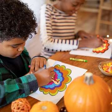 JOYIN 24 Pcs Thanksgiving Coloring Headbands, Thanksgiving Color Your Own Turkey Crowns Kids Craft Set for Thanksgiving Kids School Activities Class Events Thanksgiving Party Decoration Supplies