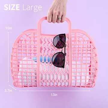 BABANA Jelly Bags - (Set) Small and Large Mother Daughter Jelly Totes | Reusable Gift Basket, Beach Bags - (Small, Large) - Pale Pink