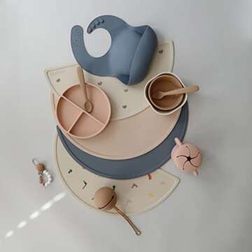 mushie Silicone Placemat for Kids | BPA-Free Non-Slip Design (Tradewinds)