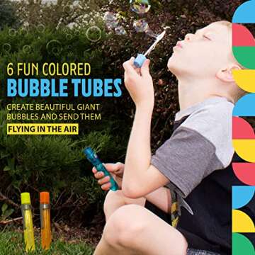 Dazzling Toys Bubble Test Tube – Pack of 6 Bubble Wands with Liquid Tubes for Kids, Cool Outdoor Game Supplies for Children, Party Favor Stuff, Gifts for New Year & Birthday, Summer Toy for Toddler