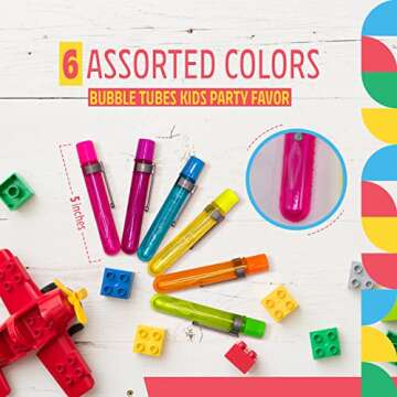 Dazzling Toys Bubble Test Tube – Pack of 6 Bubble Wands with Liquid Tubes for Kids, Cool Outdoor Game Supplies for Children, Party Favor Stuff, Gifts for New Year & Birthday, Summer Toy for Toddler