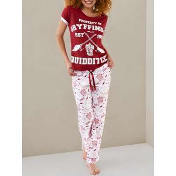 Harry Potter Womens Quidditch Pajamas X-Large Multicolored