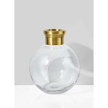 Serene Spaces Living Small Ball Vase with Gold Rim, Elegant Flower Vase for Wedding Reception, Mini ...