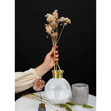 Serene Spaces Living Small Ball Vase with Gold Rim, Elegant Flower Vase for Wedding Reception, Mini Flower Vases for Home Decor, Vintage Bottle Style Vase, Measures 7" Tall and 5" Diameter