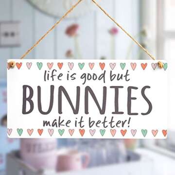 Meijiafei Life is Good but Bunnies Make it Better! - Beautiful Home Decor Accessory Gift Sign for Ra...