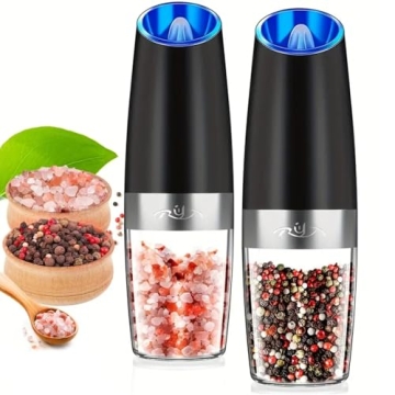 Gravity Electric Salt and Pepper Grinder Set, Automatic and Battery-Operated with Adjustable Coarsen...