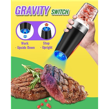 Gravity Electric Salt and Pepper Grinders with LED Light
