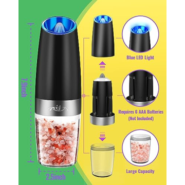 Gravity Electric Salt and Pepper Grinders with LED Light