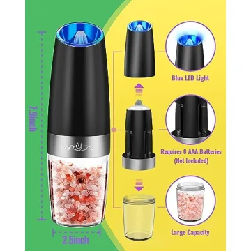 Gravity Electric Salt and Pepper Grinders with LED Light