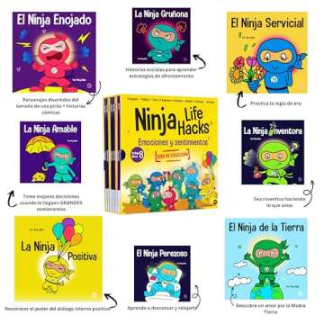 Emociones y sentimientos SERIE DE COLECCIÓN, libros 1-8: El Ninja Enojado, La Ninja Inventora, La N...