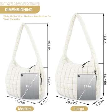 Quilted Puffer Tote Bag for Women,Large Puffy Crossbody Shoulder Bag Lightweight Nylon Hobo Bag with...