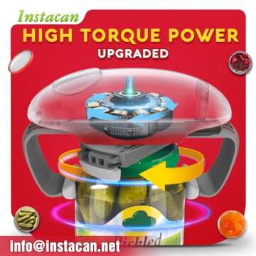Higher Torque and One Touch Electric Jar Opener Easy Remove Almost Size Lid with Auto-Off, Powerful ...