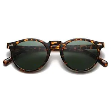 Gleyemor Vintage Polarized Sunglasses for Men - Retro Round Frame with UV400 Protection