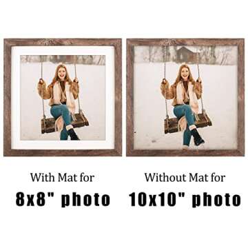 TOFOREVO 10x10 Square Picture Frames Set of 6 Rustic Wood Grain Photo Frame for Gallery Wall Mountin...