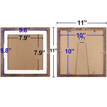 TOFOREVO 10x10 Square Picture Frames Set of 6 Rustic Wood Grain Photo Frame for Gallery Wall Mounting or Tabletop Display