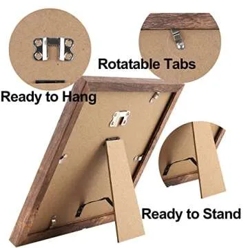 TOFOREVO 10x10 Square Picture Frames Set of 6 Rustic Wood Grain Photo Frame for Gallery Wall Mounting or Tabletop Display