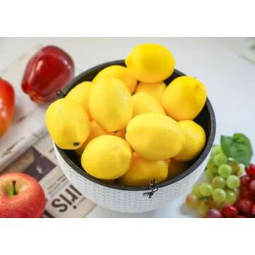 Toopify 20pcs Yellow Artificial Lemons,Fake Fruit Lemons Artificial Lifelike Simulation Lemon for Ho...