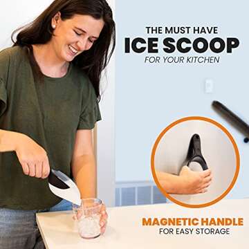 Spring Chef Magnetic Ice Scoop for Freezer - BPA-Free Flexi-Plastic Popcorn Scoop with Soft Grip Han...
