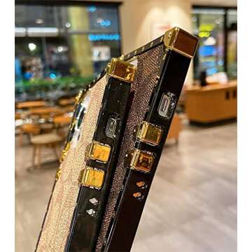 Grehge e Luxury iPhone 13 Pro Max Case for Girls Women, Cute Aesthetic Classic Pattern Leather Back Garden Sculpture Outdoor Decoration