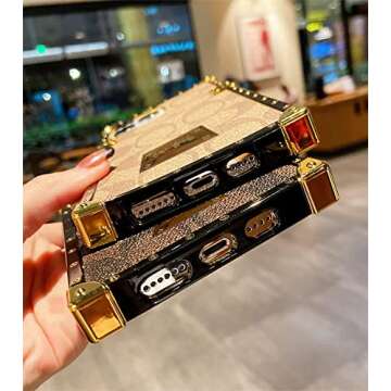 Grehge e Luxury iPhone 13 Pro Max Case for Girls Women, Cute Aesthetic Classic Pattern Leather Back Garden Sculpture Outdoor Decoration