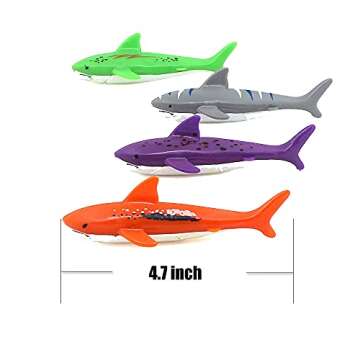 ZHFUYS Diving Pool Toy Underwater Swimming Throwing Diving Torpedo Shark,4 Pack