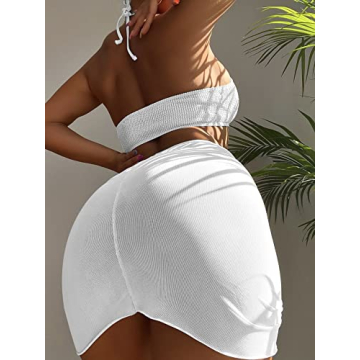 Stylish MakeMeChic Women's Halter Bikini Set with Cover Up