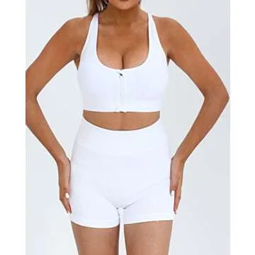 AKAMC Women's Zip Front Sport Bras,Adjustable Straps Padded Criss Cross Cropped Bras for Yoga Workou...