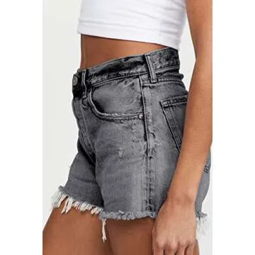 AUTOMET Womens Button Fly Jean Shorts Summer Casual High Waisted Lounge Denim Shorts Stretch Raw Hem Jean Shorts