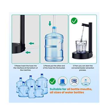 Desktop Water Dispenser, Water Pump for 5 Gallon Bottle, Bedside Water Dispenser, 5 Gallon Water Dispenser, Portable Detachable Type-C Charging, Application Home, Office, Camping, Travel, Bedroom