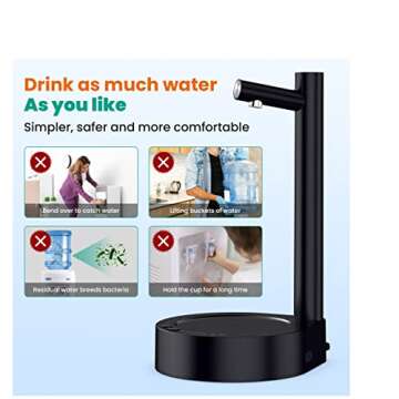 Desktop Water Dispenser, Water Pump for 5 Gallon Bottle, Bedside Water Dispenser, 5 Gallon Water Dispenser, Portable Detachable Type-C Charging, Application Home, Office, Camping, Travel, Bedroom