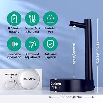 Desktop Water Dispenser, Water Pump for 5 Gallon Bottle, Bedside Water Dispenser, 5 Gallon Water Dispenser, Portable Detachable Type-C Charging, Application Home, Office, Camping, Travel, Bedroom