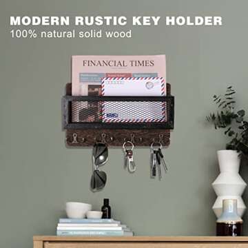 Rustic Wall Key Holder with Shelf and Hooks by ADIIL