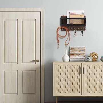 Rustic Wall Key Holder with Shelf and Hooks by ADIIL