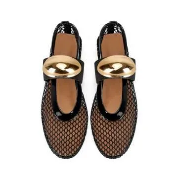 DOEYG Women's Black Mesh Ballet Flats - Stylish Comfort