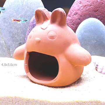 Saim Aquarium Cute Totoro Shape Ceramic Cave Fish House for Shrimp and Cichlids