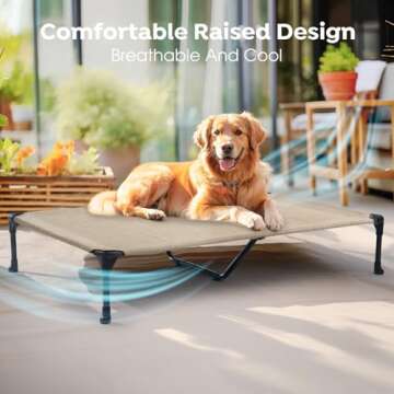 Veehoo Outdoor Elevated Dog Cot Bed, Cooling Raised Pet Bed for X-Large Dog, Washable Breathable Mes...