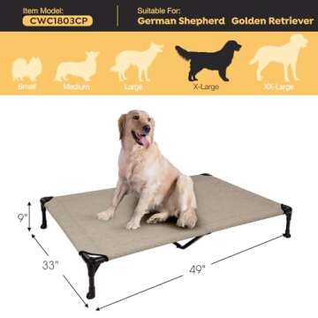 Veehoo Elevated Dog Yard Bed for Large Dogs - 49x33"