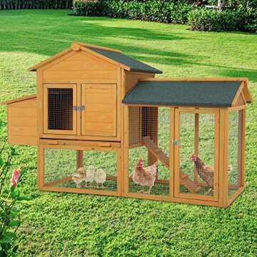 66 Inch Wood Chicken Coop Chicken House Indoor Outdoor Chicken Cage 2-4 Chickens Waterproof with Egg...