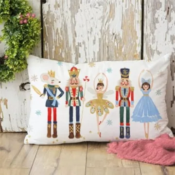 HERHOME Merry Christmas Throw Pillow Covers 12x20 Inch Set of 2 Nutcracker Christmas Decor Xmas Winter Holiday Lumbar Decorative Cushion Cases Party Decorations for Home Living Room Couch Sofa