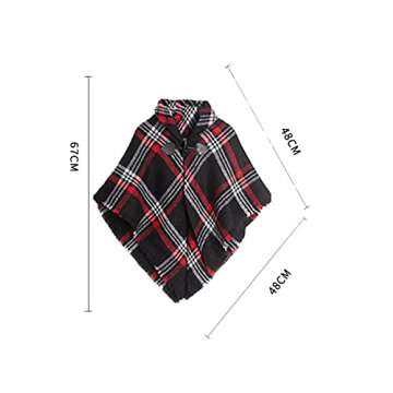 CXINS Girls Kids Fall Knitted Pullover Sweaters Horn Button Poncho Tassel Plaid Cloak Cape Black One...